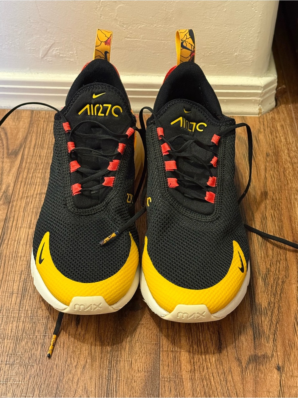 Nike Air270 Women’s Black and Yellow Sneakers with Red Accents